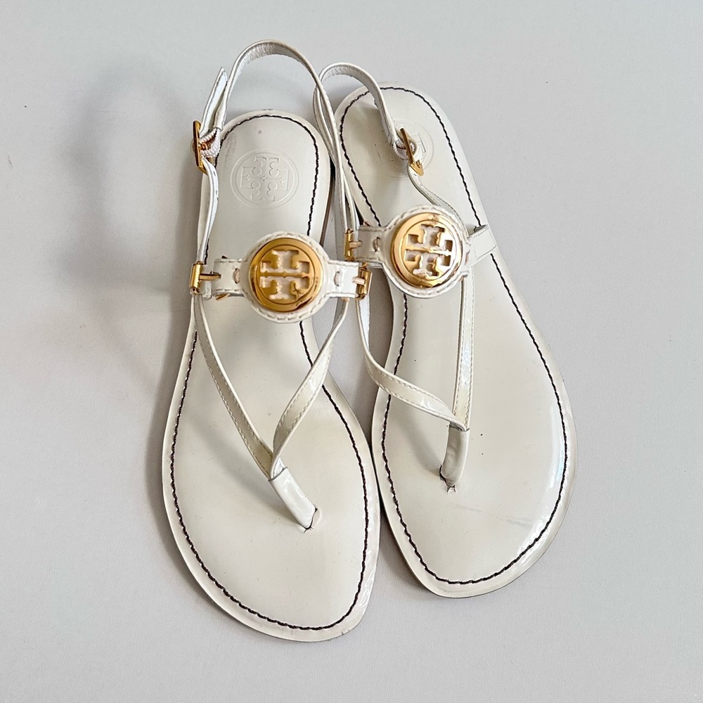Tory Burch Ali Slingback T Sandals White Size 7.5